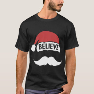T-shirt Croyez Père Noël Casquette Blanc Moustache Famille