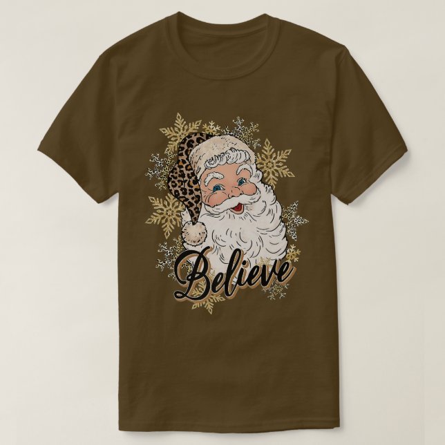 T-shirt Croyez Père Noël Et Casquette Léopard De Neige Joy (Design devant)