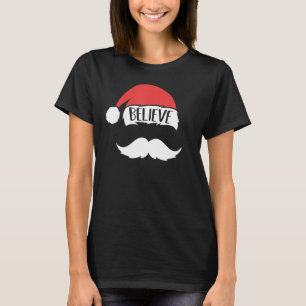 T-shirt Croyez Sur Santa Hat Mustache Famille Noël