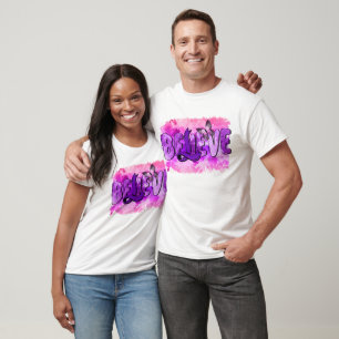 T-shirt CROYEZ Violet Ribbon Sensibilisation Aquarelle