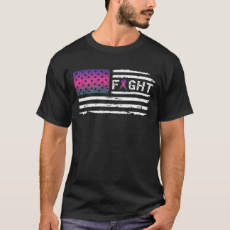 T-shirt Cru de drapeau américain de cancer de la thyroïde
