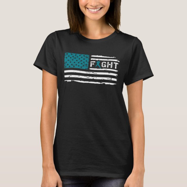T-shirt Cru de drapeau américain de Cancer ovarien de (Devant)
