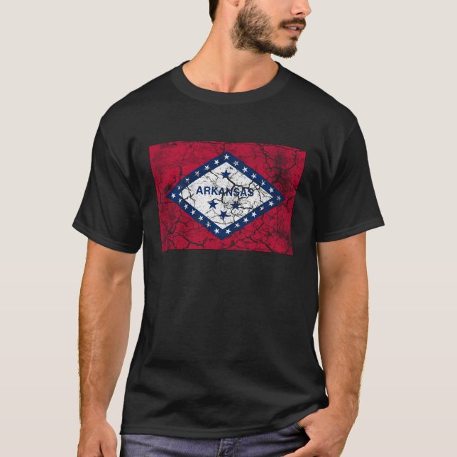 T-shirt Cru de drapeau d'état de l'Arkansas (Devant)
