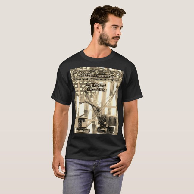 T-SHIRT CRU FONCTIONNANT DE PELLE À GRUTIER D'INGÉNIEUR (Devant entier)