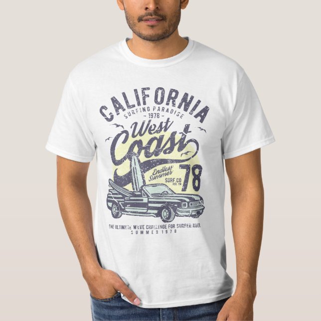 T-shirt Cru surfant du paradis 78 de côte ouest de la (Devant)