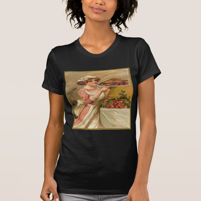 T-shirt Cru, thanksgiving Turquie de portion de Madame (Devant)