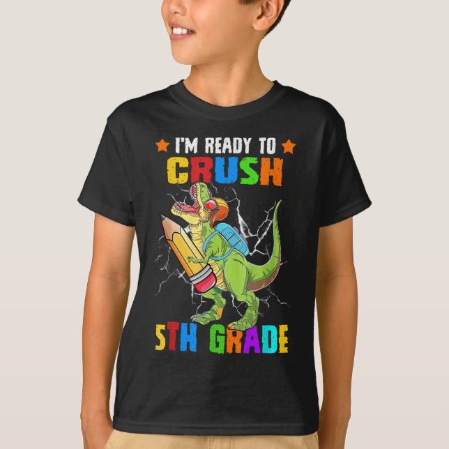 T-shirt Crush 5th Grade Dinosaur Backpack Pencil Back To S (Devant)