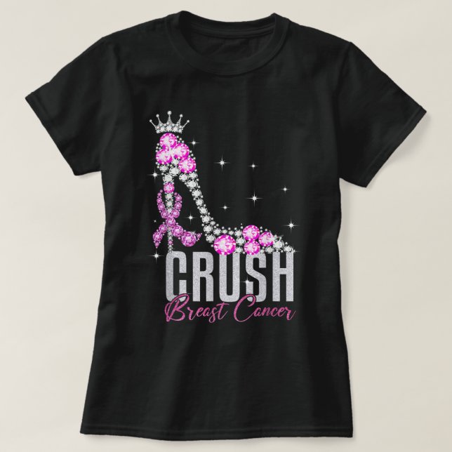 T-shirt Crush Cancer du sein Sensibilisation Bling Ruban F (Design devant)