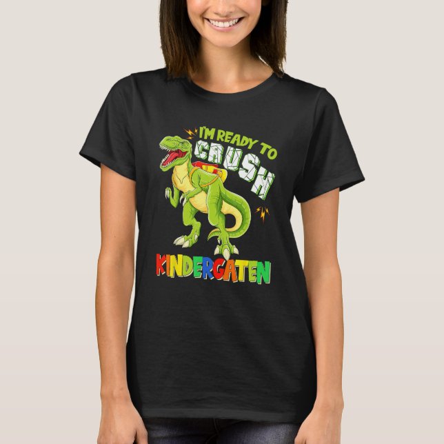 T-shirt Crush Kindergarten Dinousar Back To School Rex Boy (Devant)
