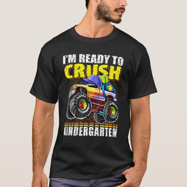 T-shirt Crush Kindergarten Monster Truck Backpack Retour À (Devant)