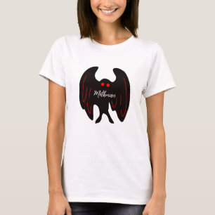 T-shirt Cryptid Mothman ailes noires, yeux rouges