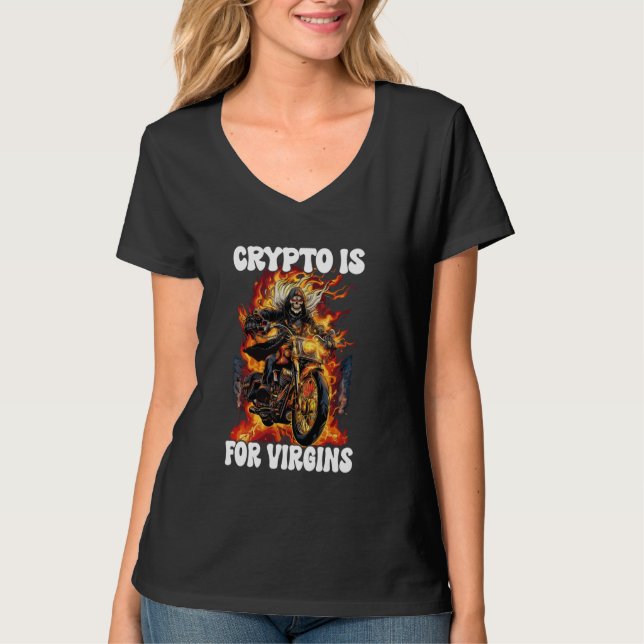 T-shirt Crypto Est Pour Virgins Cringe Skeleton (Devant)