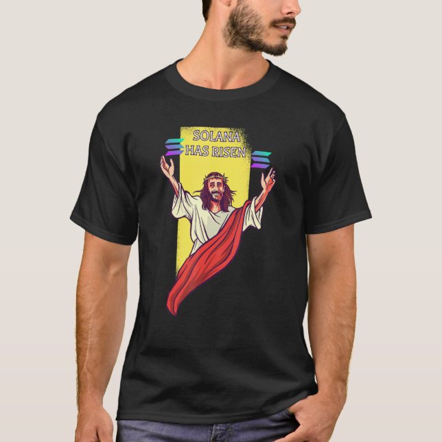 T-shirt Crypto Solana a augmenté Cryptomonnaie Jésus (Devant)