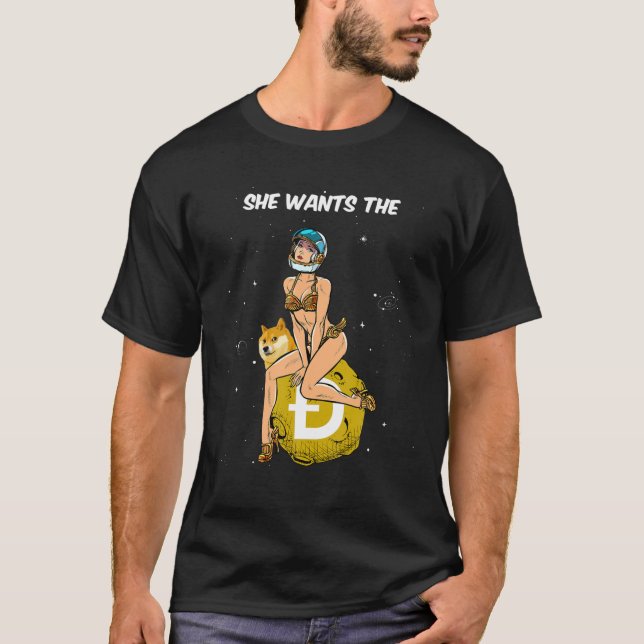 T-shirt Cryptomonnaie Elle Veut Dogecoin Doge Crypto (Devant)