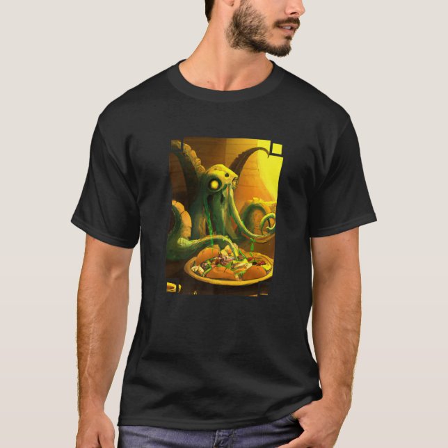 T-shirt Cthulhu Eating A Plate Of Tacos Cthulhu Eating Tac (Devant)