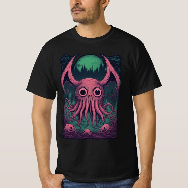 T-shirt Cthulhu Illusion de folie d'horreur - Bête aile (Devant)