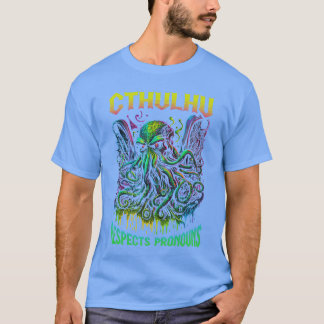T-shirt Cthulhu Respects Pronouns LGBTQ Gay Pride Horror C