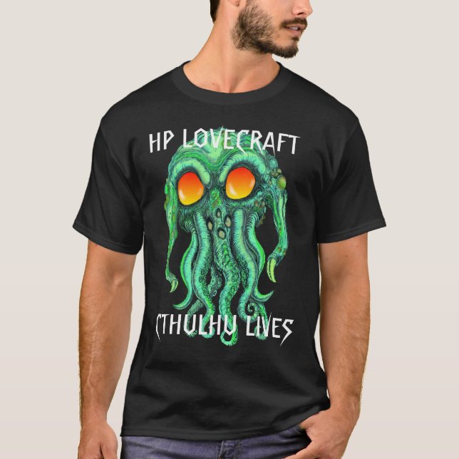 T-SHIRT CTHULHU VIT CHEMISE NOIRE (Devant)