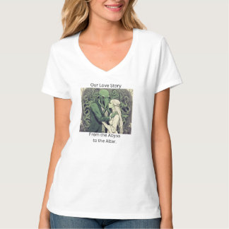 T-shirt Cthulu et sa mariée Lovecraftian Femme V-Neck T