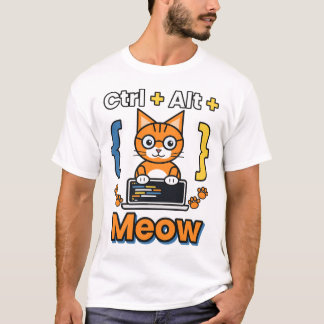 T-shirt Ctrl Alt Meow Chat Programmeur Code