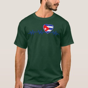 T-shirt Cuba Drapeau de battement de coeur Pulse Nationali