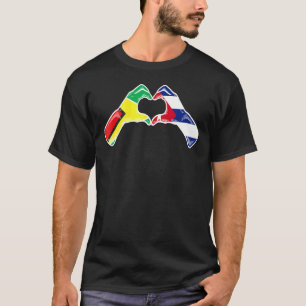 T-shirt Cuba Guyana Drapeau Cubain Guyanais Coeur