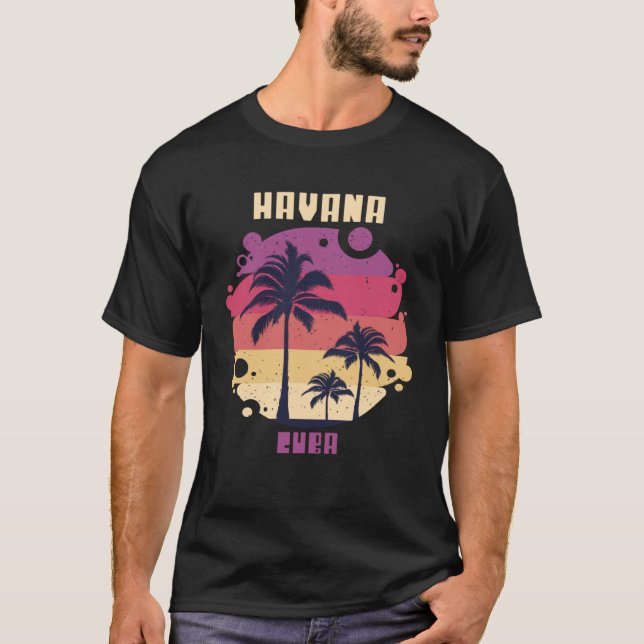 T-shirt Cuba Palmier Surf Havana Ocean Vacation (Devant)