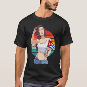 T-shirt Cubanita Girl Cuba Drapeau Hispanique Cubain Pride