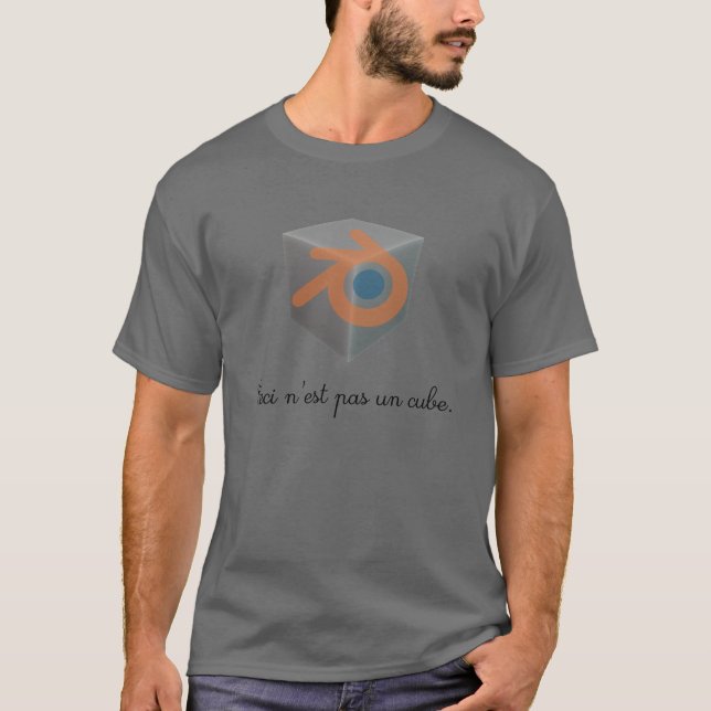 T-shirt Cube bleu 3D (Devant)