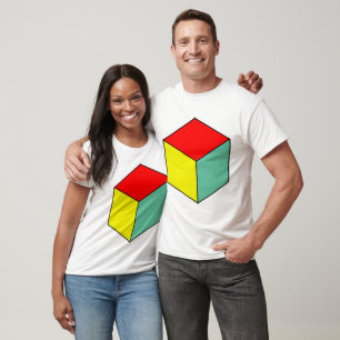 T-shirt Cube de figure géométrique Tricolor