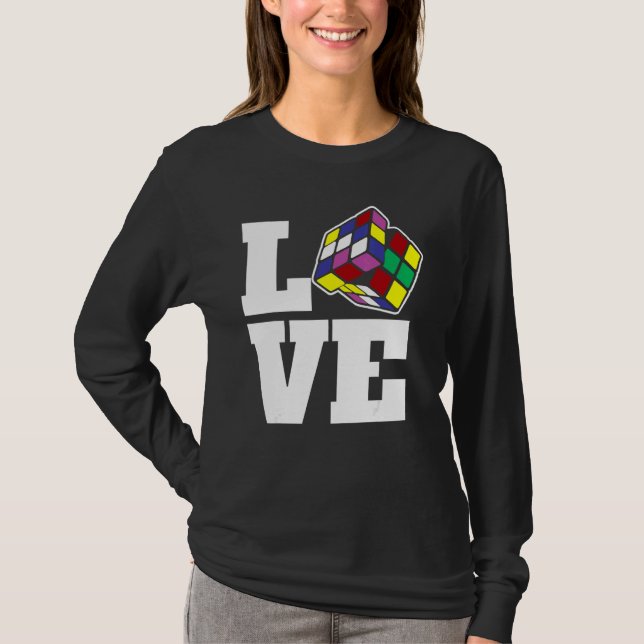 T-shirt Cube de puzzle concurrentiel Love Speed Cubing 80' (Devant)