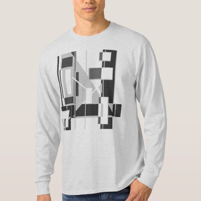 T-shirt Cubiste d'art Abstrait gris d'inspiration MCM géom (Devant)