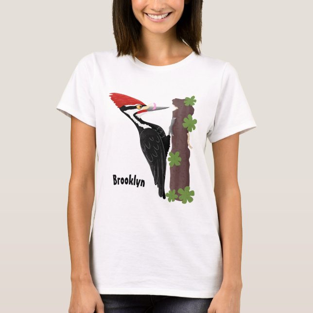 T-shirt Cue drôle Pileated woodpecker dessin d'illustratio (Devant)