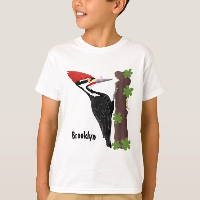 T-shirt Cue drôle Pileated woodpecker dessin d'illustratio (Devant)