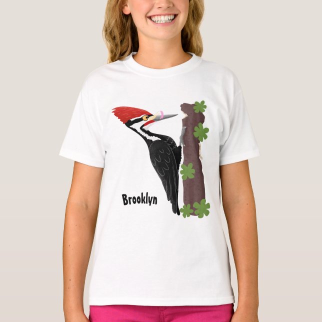 T-shirt Cue drôle Pileated woodpecker dessin d'illustratio (Devant)