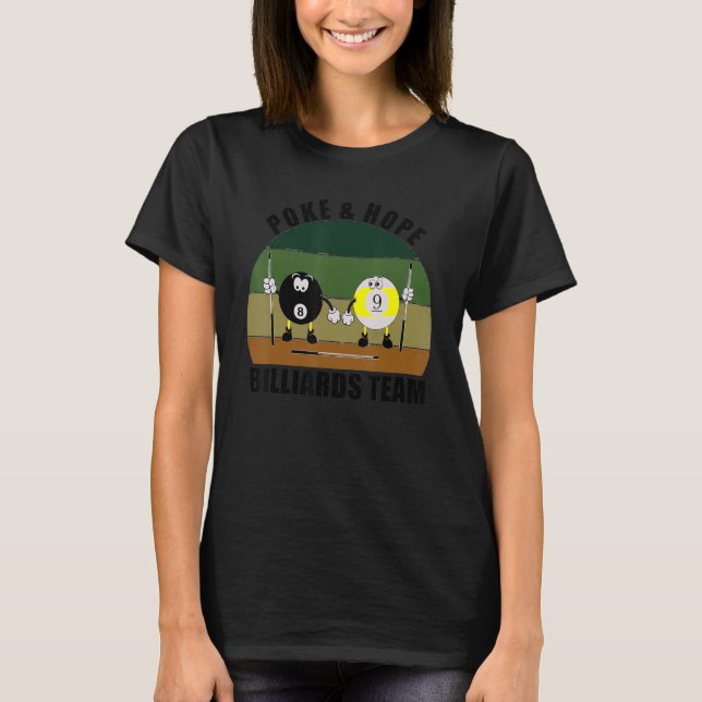 T-shirt Cue Sports Pool Billiards Team Poke & Hope Billiar (Devant)