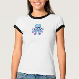 T-shirt Cuire Sugar Skull Zombie Octopus - Bleu