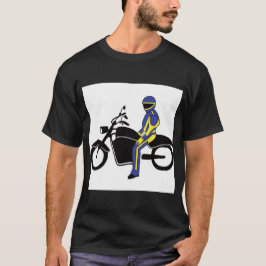 T-shirt Cuirs bleus et jaunes à une course de moto