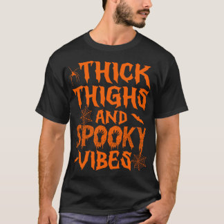T-shirt Cuirs Épais Et Vibes Éffrayantes Halloween Femmes