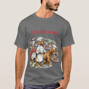 T-shirt Cuisine avec un chien de chef Embrassez le cuisini
