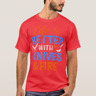 T-shirt Cuisine Chef Couteaux Et Feu Cuisine Cuisine Cuisi