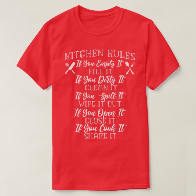 T-shirt Cuisine Cuisinier Cuisine Chef Règles de cuisine s (Design devant)