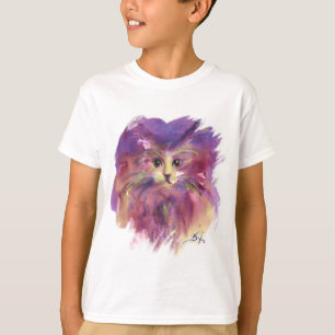 T-SHIRT CUISINE PURPLE, CUTE CUTE CUTE CAT PORTRAIT