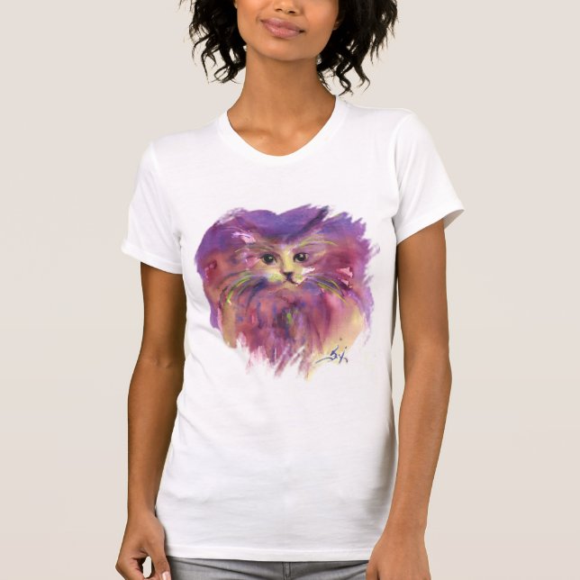 T-SHIRT CUISINE PURPLE, CUTE CUTE CUTE CAT PORTRAIT (Devant)