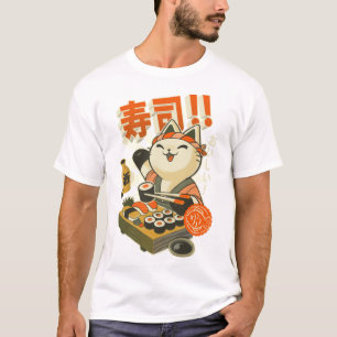 T-shirt Cuisine Sushi Chat - Drôle Restaurant Kitty - Japo