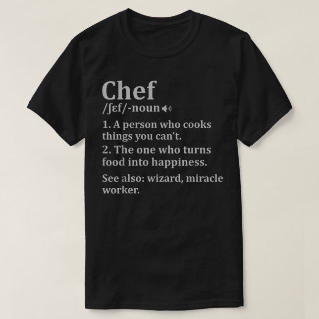 T-shirt Cuisines Cadeaux Chef Définition (Design devant)