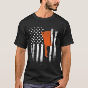 T-shirt Cuisinier de couteau de caressage Usa Drapeau Chef