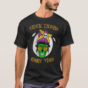 T-shirt Cuisse épaisse Vibes Éffrayantes Messy Bun Momster