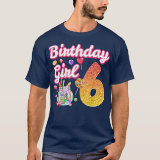 T-shirt Cuisses 6e anniversaire filles sucré bonbons 6 ans