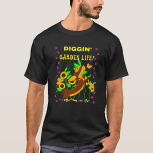 T-SHIRT CUL AMUSANT DÉCONTRACTÉ DACHSHUND DIGIN' GARDEN LI